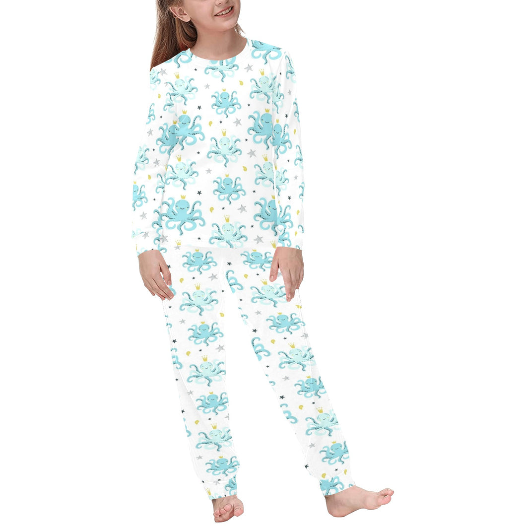 Octopus Blue Pattern Kids' Boys' Girls' All Over Print Pajama Set