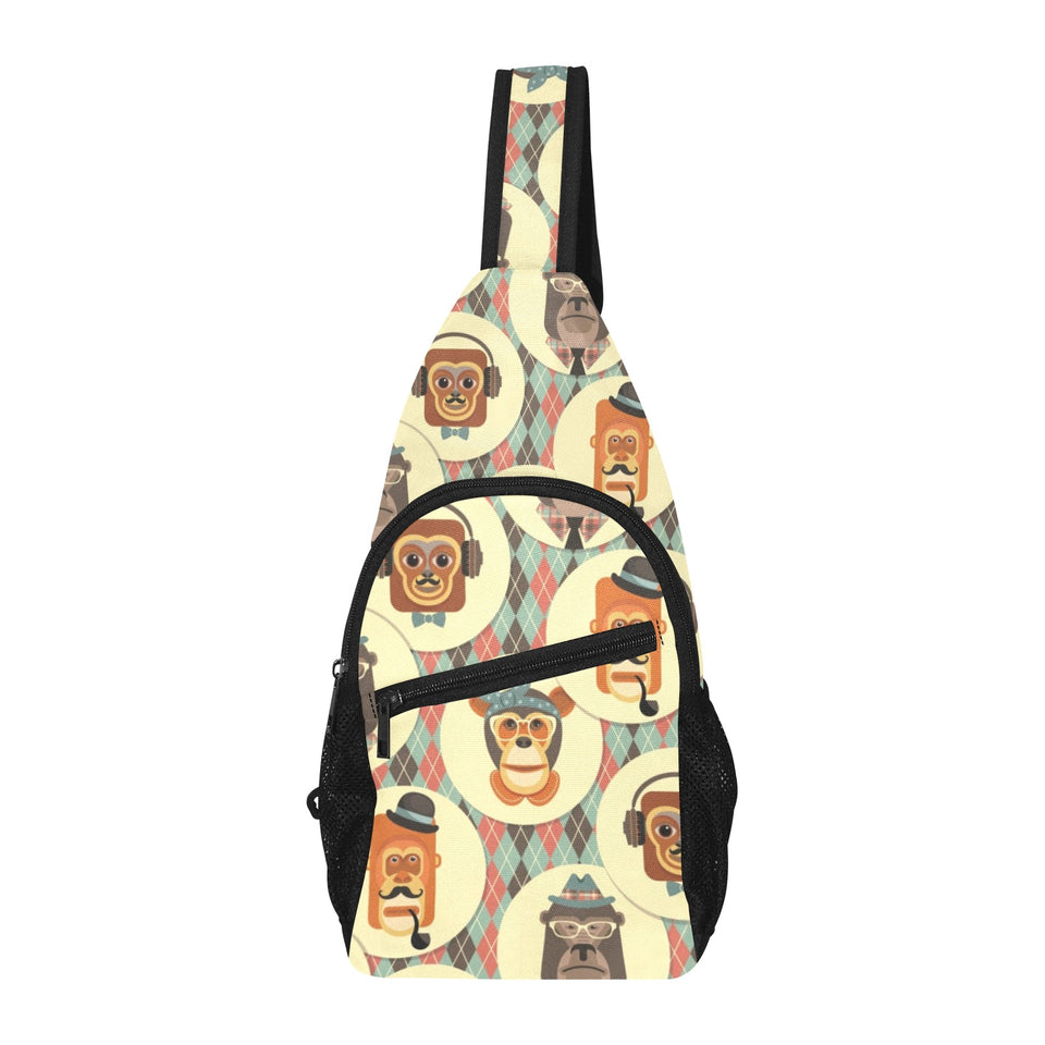 Monkey Pattern All Over Print Chest Bag