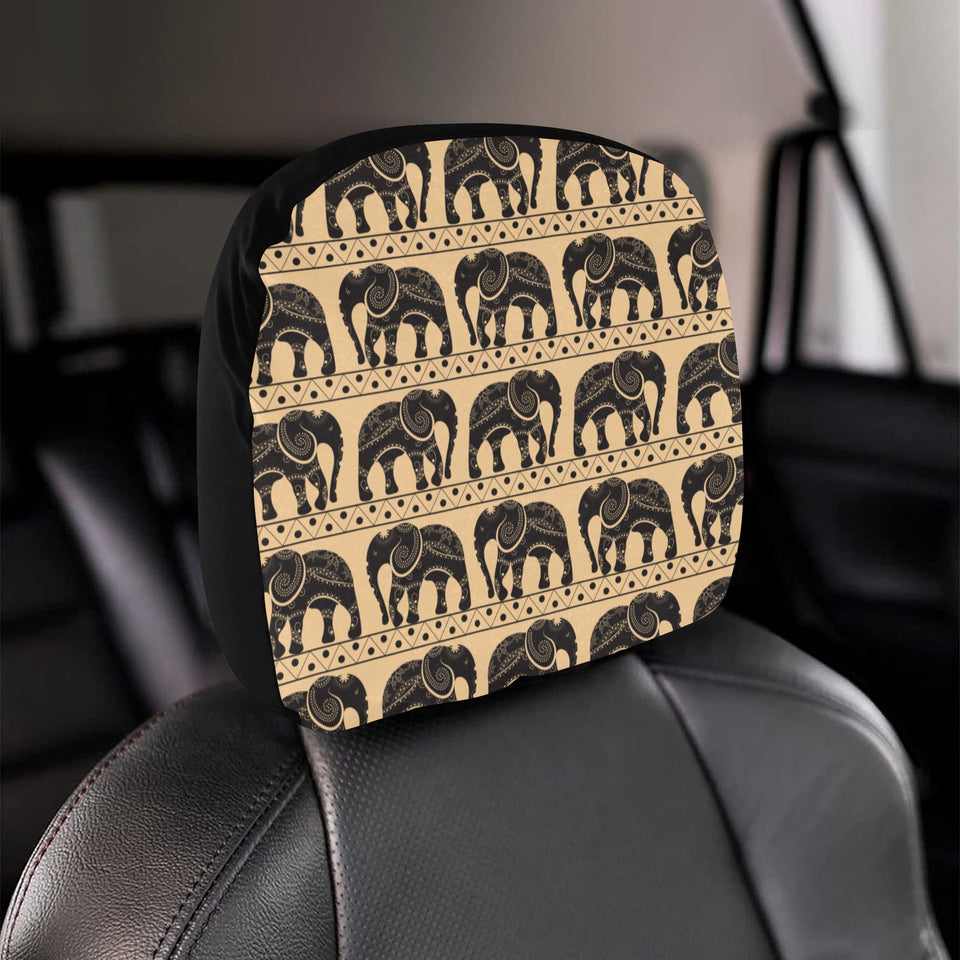 Elephant Pattern Ethnic Motifs Car Headrest Cover