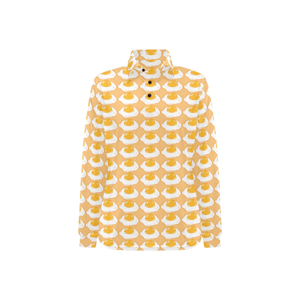 Fried Eggs Pattern Print Design 04 Women's Long Sleeve Polo Shirt