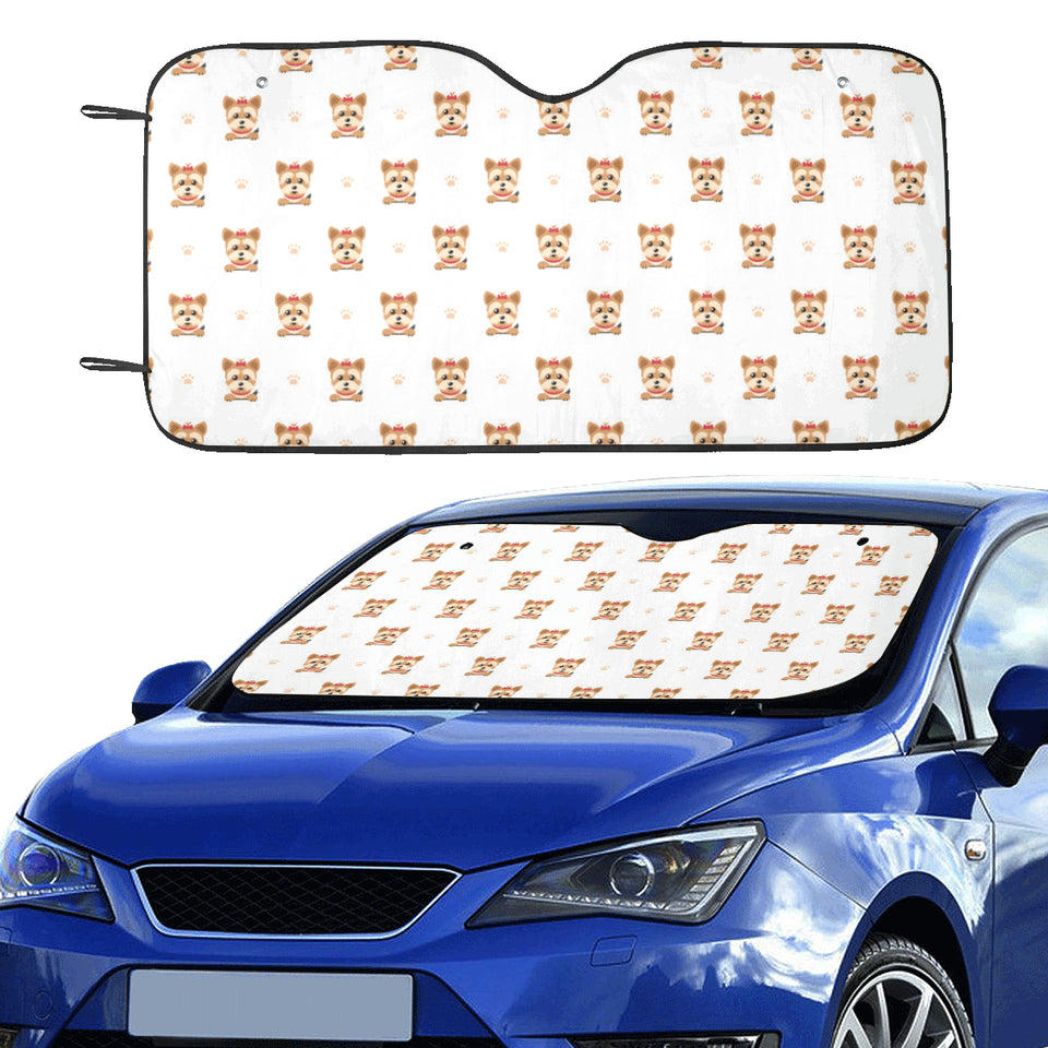 Yorkshire Terrier Pattern Print Design 03 Car Sun Shade