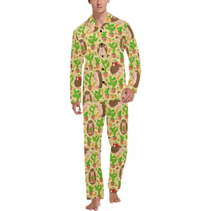 Hedgehog Pattern Print Design 02 Men's Long Pajama Set