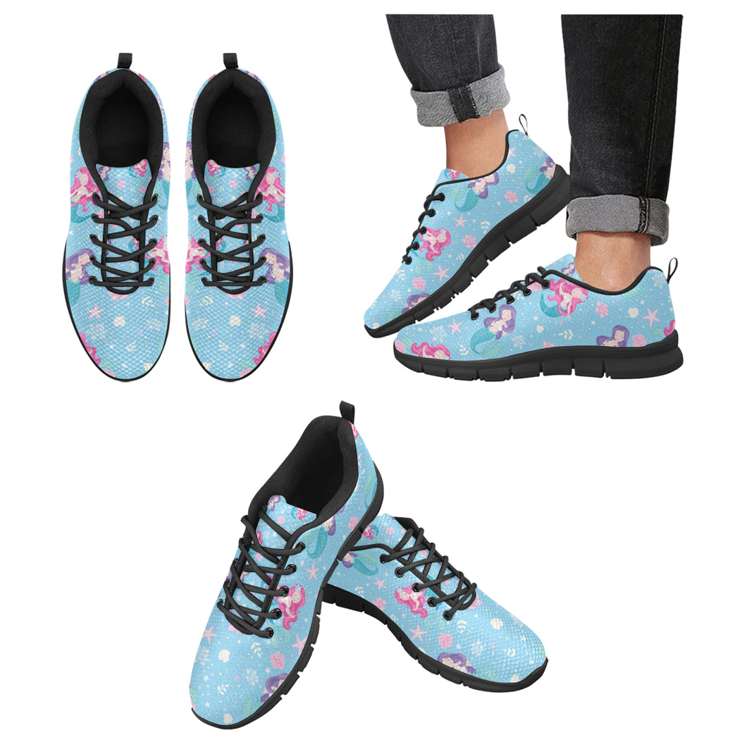 Cute Mermaid Pattern Men's Sneakers Black