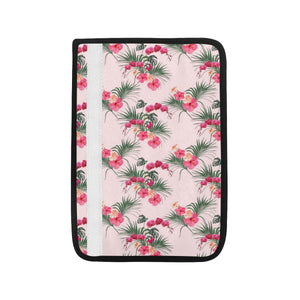 Red Pink Orchid Hibiscus Pattern Car Seat Belt Cover