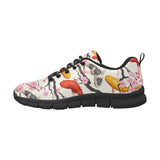 Colorful Koi Fish Carp Fish and Sakura Pattern Men's Sneakers Black