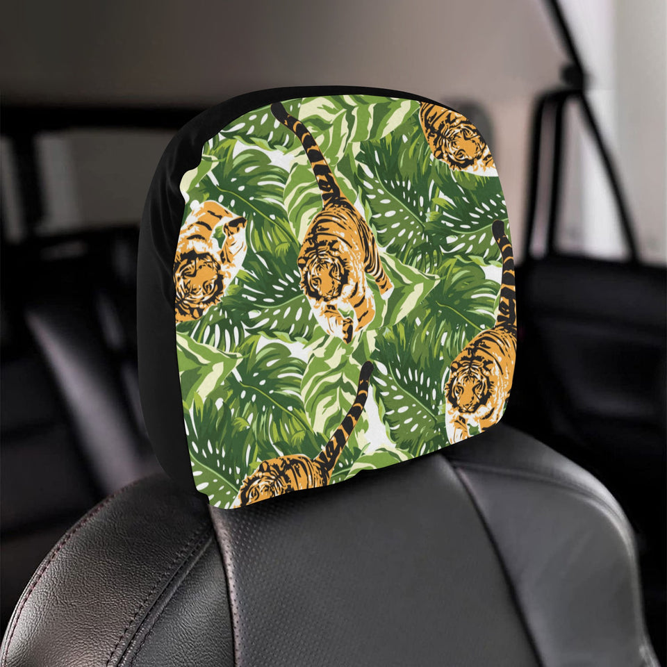 Bengal Tiger Pattern leaves Car Headrest Cover