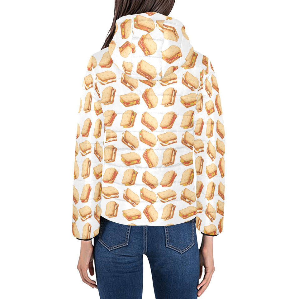 Sandwich Pattern Print Design 01 Women's Padded Hooded Jacket