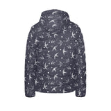 Swallow Pattern Print Design 02 Kids' Boys' Girls' Padded Hooded Jacket