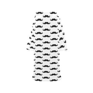 Mustache Beard Pattern Print Design 05 Blanket Robe with Sleeves