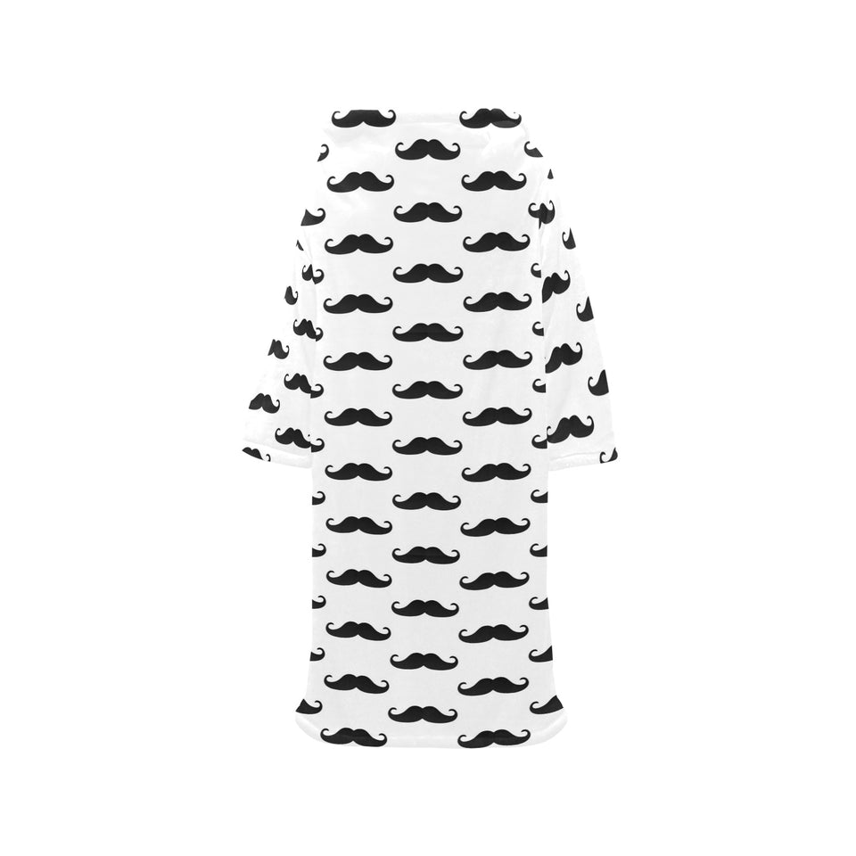 Mustache Beard Pattern Print Design 05 Blanket Robe with Sleeves