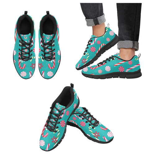 Christmas Candy Pattern Men's Sneakers Black