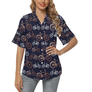 Bicycle Pattern Print Design 01 Women's All Over Print Hawaiian Shirt