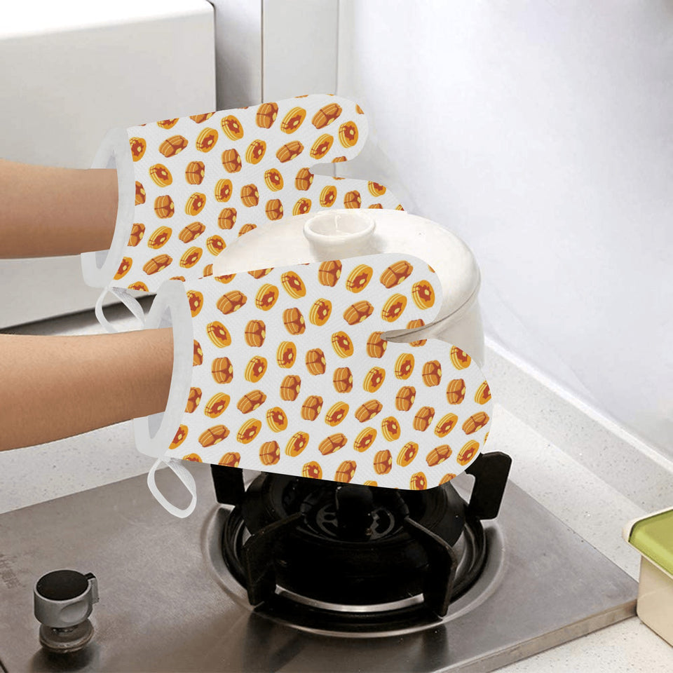 Pancake Pattern Print Design 04 Heat Resistant Oven Mitts