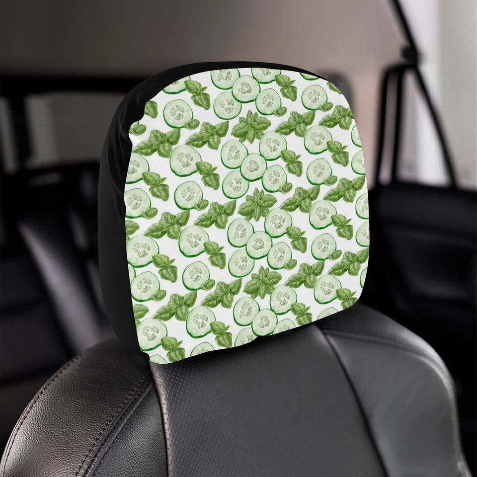 Sliced Cucumber Leaves Pattern Car Headrest Cover