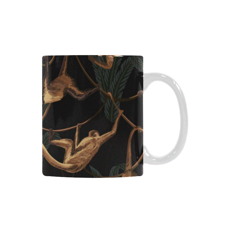 Monkey Pattern Black Background Classical White Mug (FulFilled In US)