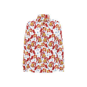 Goldfish Pattern Print Design 02 Women's Long Sleeve Polo Shirt