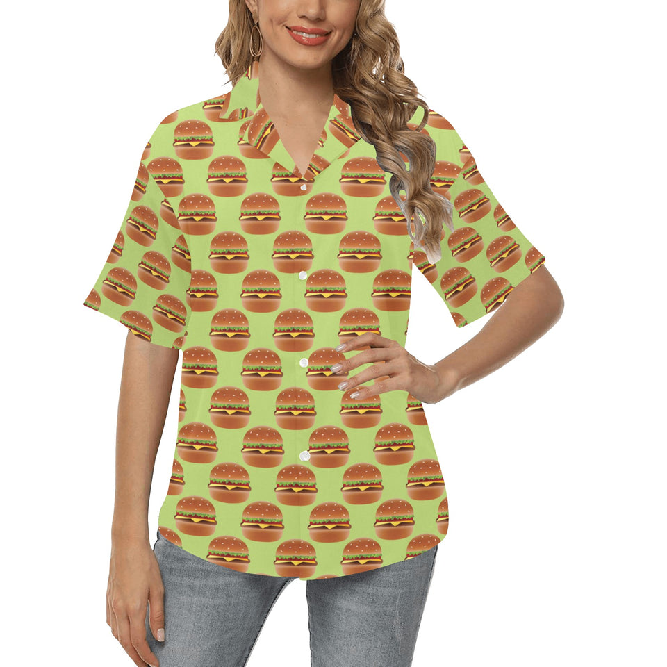 Hamburger Pattern Print Design 02 Women's All Over Print Hawaiian Shirt