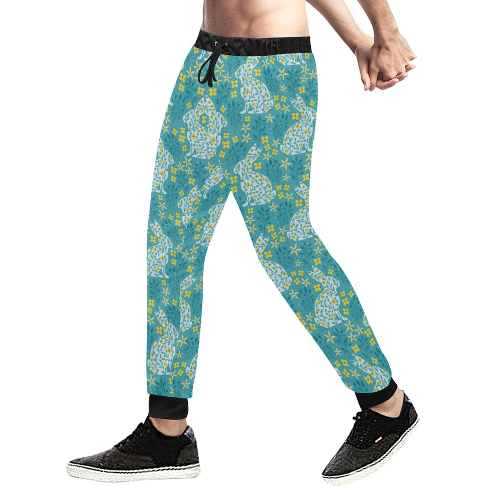 Rabbit Flower Theme Pattern Unisex Casual Sweatpants