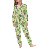 Grape Leaves Pattern Kids' Boys' Girls' All Over Print Pajama Set