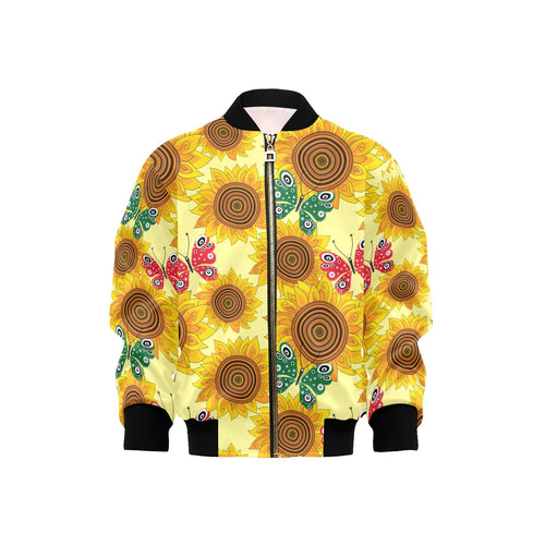 Sunflower Butterfly Pattern Kids' Boys' Girls' Bomber Jacket