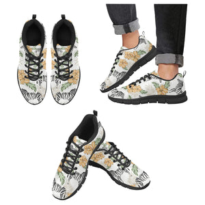 Zebra Hibiscus Pattern Men's Sneakers Black