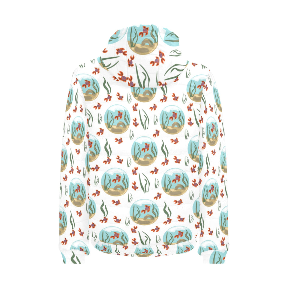 Goldfish Pattern Print Design 01 Men's Padded Hooded Jacket(ModelH42)