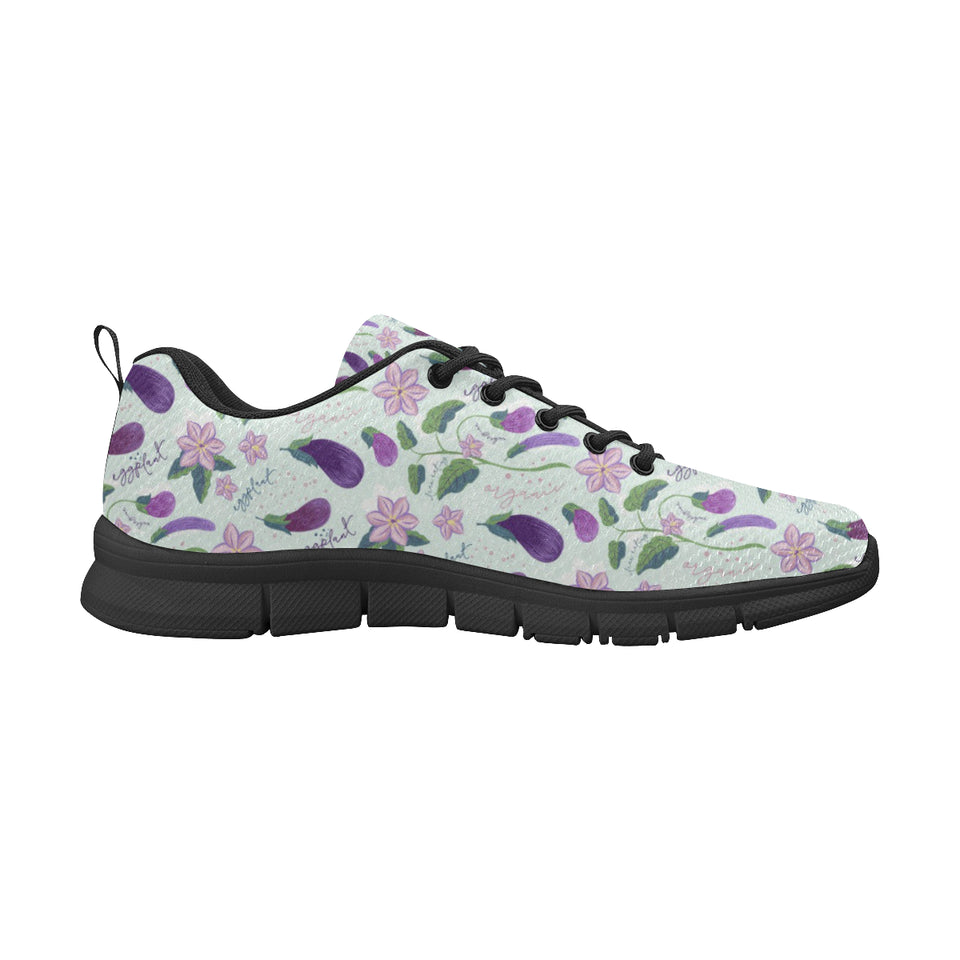 Eggplant Pattern Print Design 03 Women's Sneakers Black