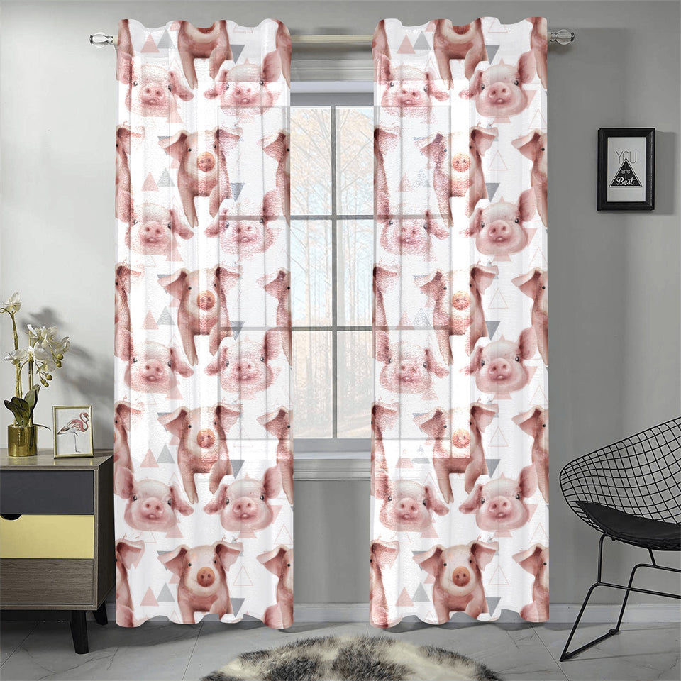 Pig Pattern Print Design 04 Gauze Curtain