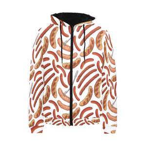 Sausage Pattern Print Design 05 Men's Padded Hooded Jacket(ModelH42)