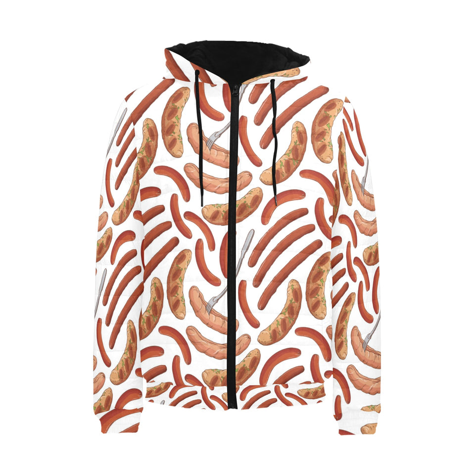 Sausage Pattern Print Design 05 Men's Padded Hooded Jacket(ModelH42)