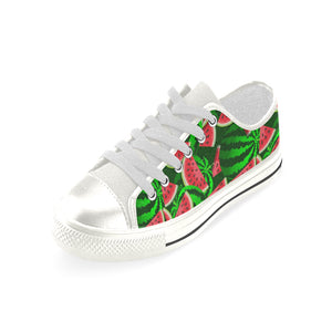 Watermelon Pattern Theme Women's Low Top Canvas Shoes White