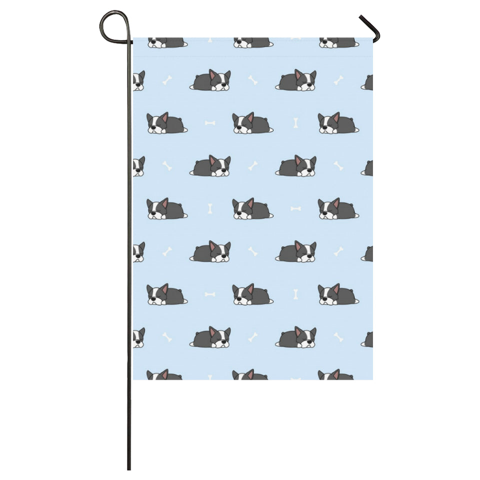 Sleep Boston Terrier Bone Pattern House Flag Garden Flag