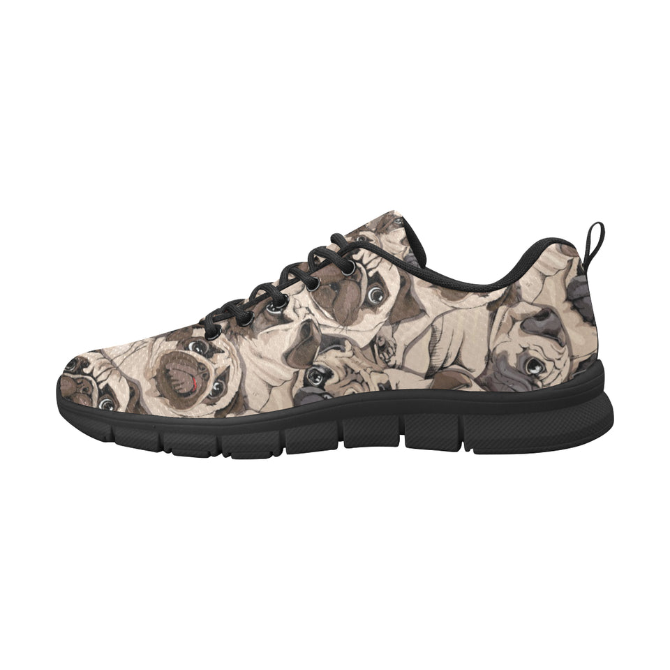 Pug Pattern Background Men's Sneakers Black