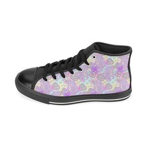 Unicorn Heart Pattern Men's High Top Canvas Shoes Black