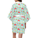 Mushroom Pattern Background Women's Short Kimono Robe