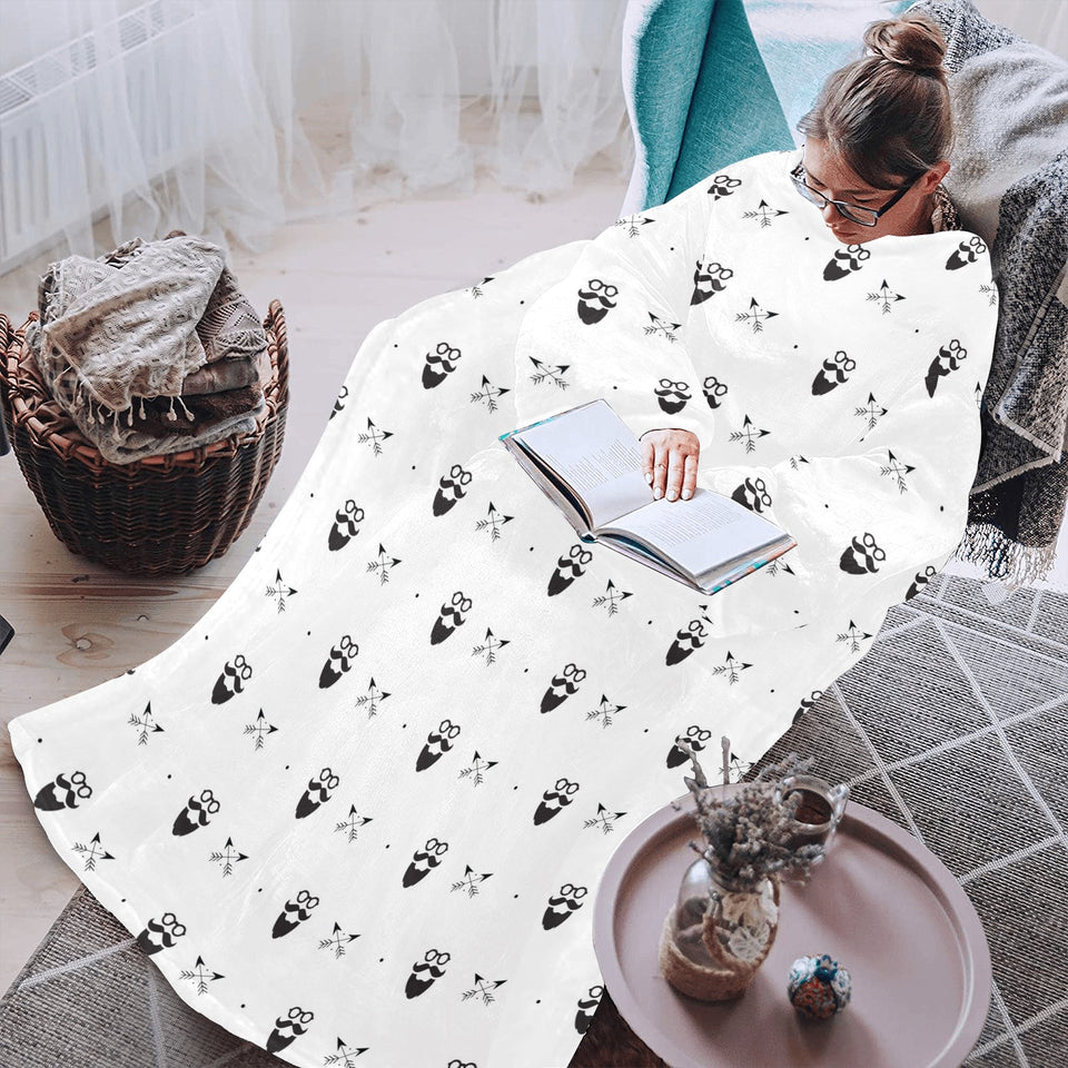 Mustache Beard Pattern Print Design 01 Blanket Robe with Sleeves