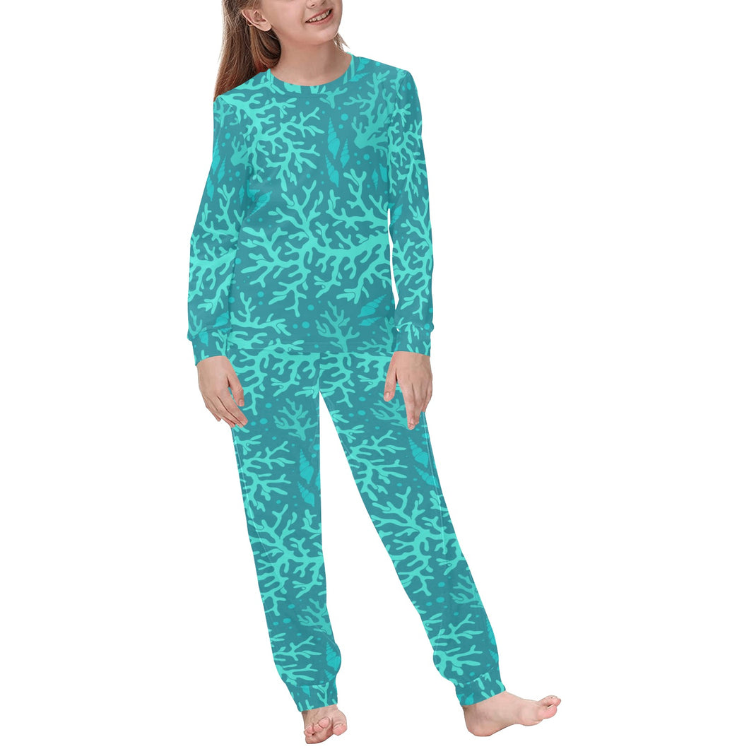 Coral Reef Pattern Print Design 01 Kids' Boys' Girls' All Over Print Pajama Set