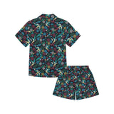 Swallow Pattern Print Design 04 Kids' Boys' Girls' V-Neck Short Pajama Set