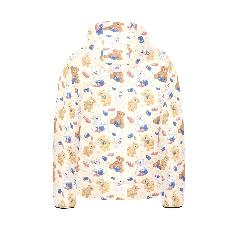 Teddy Bear Pattern Print Design 01 Kids' Boys' Girls' Padded Hooded Jacket