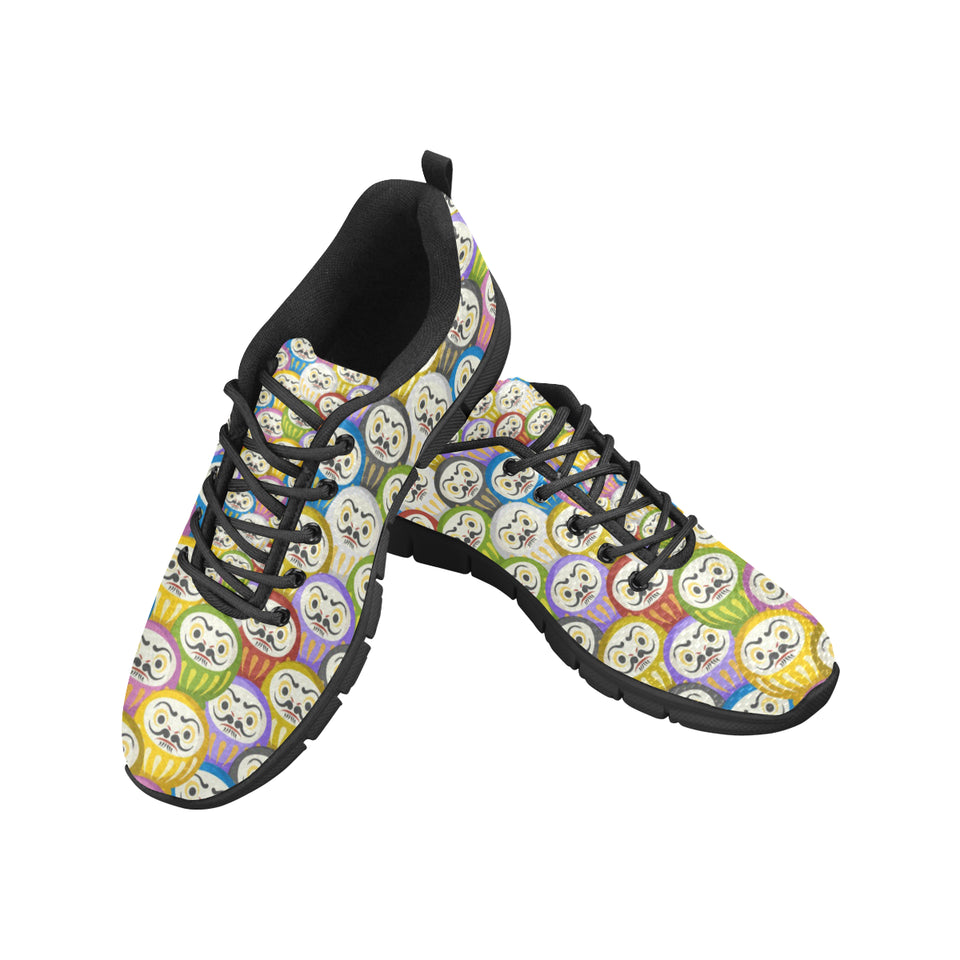 Colorful Daruma Pattern Men's Sneakers Black