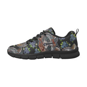 Raccoon Blueburry Pattern Men's Sneakers Black