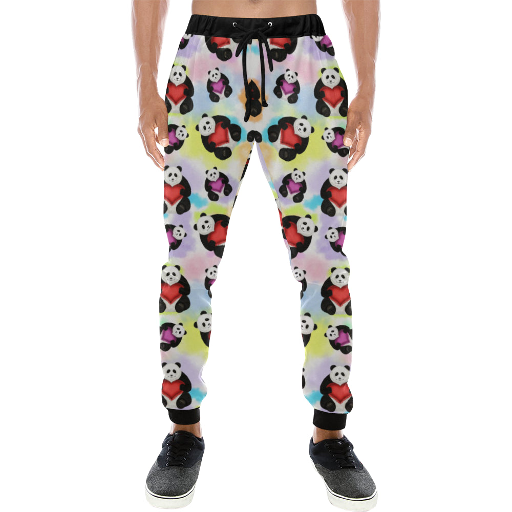 Panda Cute Heart Pattern Unisex Casual Sweatpants