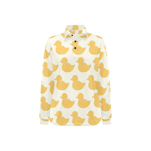 Duck Pattern Print Design 05 Women's Long Sleeve Polo Shirt