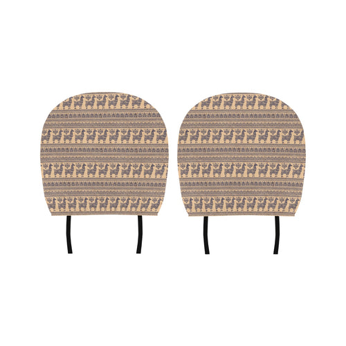 Llama Pattern Ethnic Motifs Car Headrest Cover