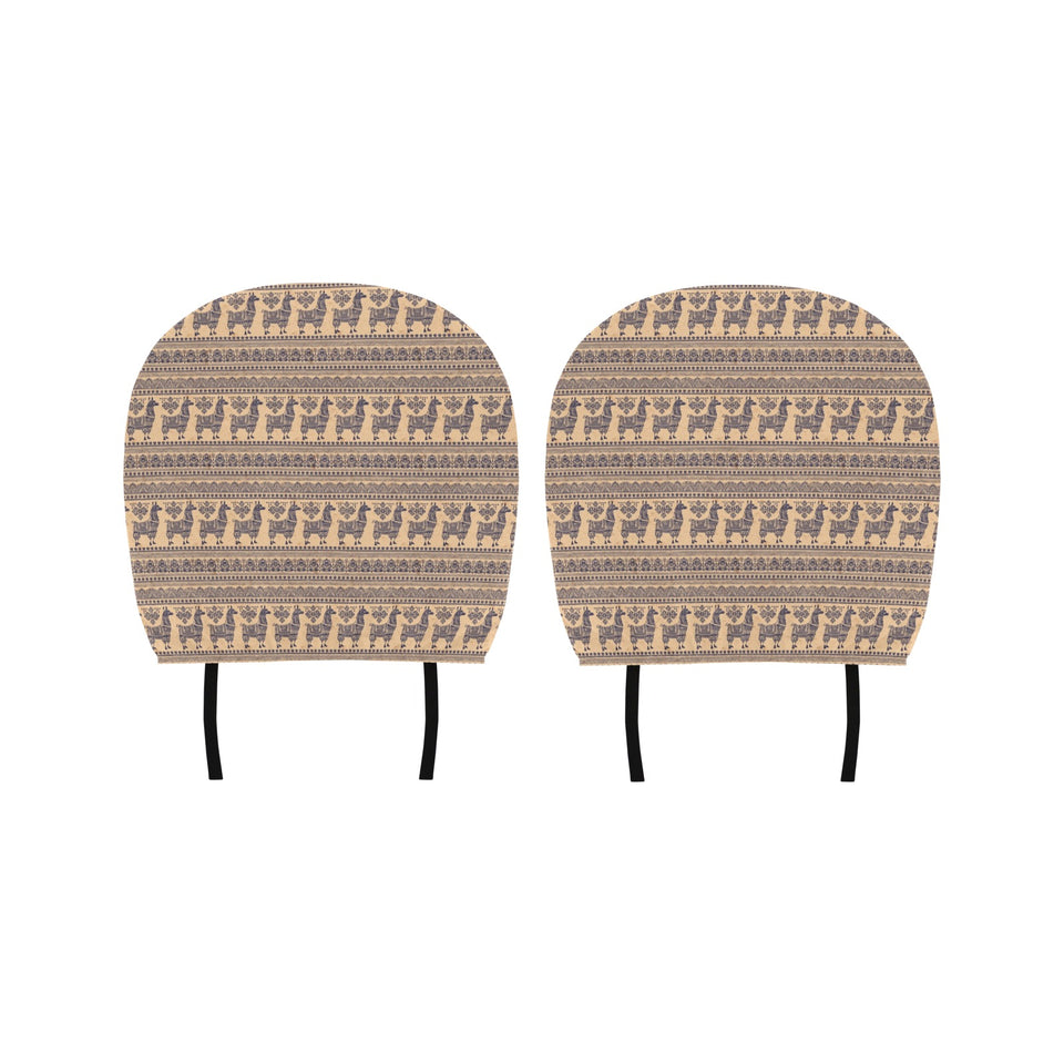 Llama Pattern Ethnic Motifs Car Headrest Cover