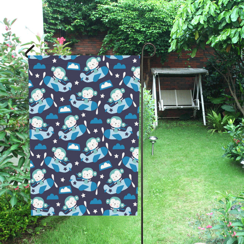 Monkey in Airplane Pattern House Flag Garden Flag