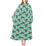 Piano Pattern Print Design 04 Blanket Robe with Sleeves