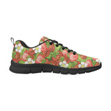 Strawberry Leaves Flower Pattern Men's Sneakers Black