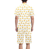 Pancake Pattern Print Design 01 Men's V-Neck Short Pajama Set