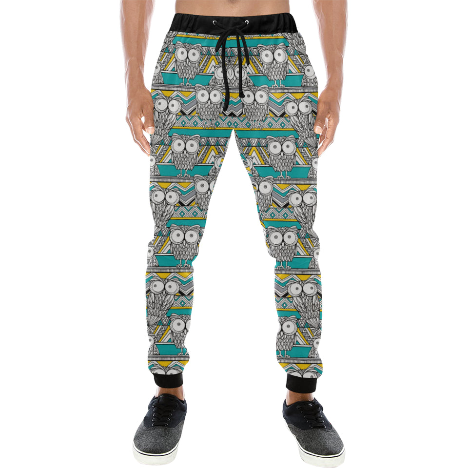 Owl Pattern Green Background Unisex Casual Sweatpants